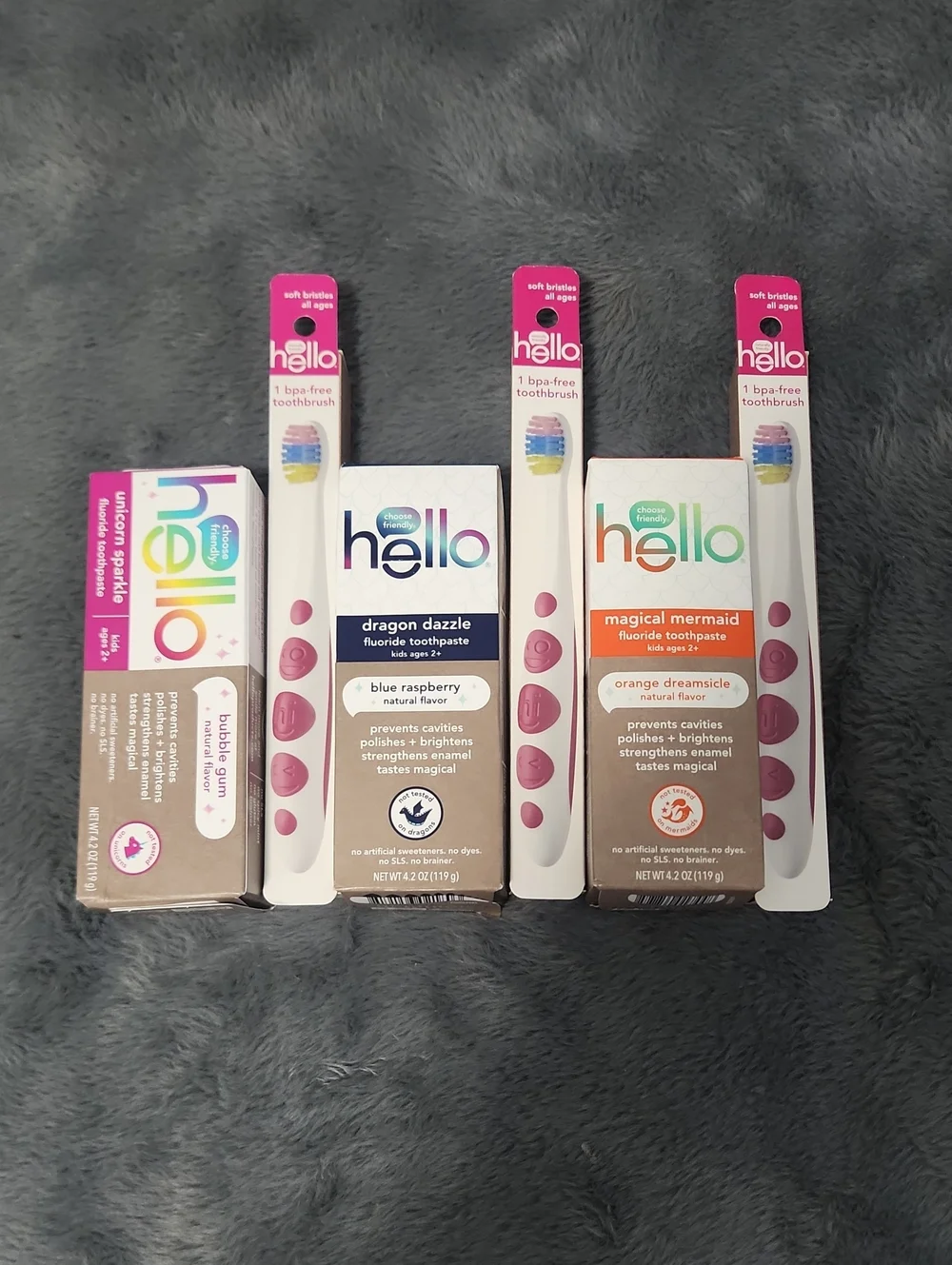 Hello Kids Toothbrush & Toothpaste Set - Pink Accents